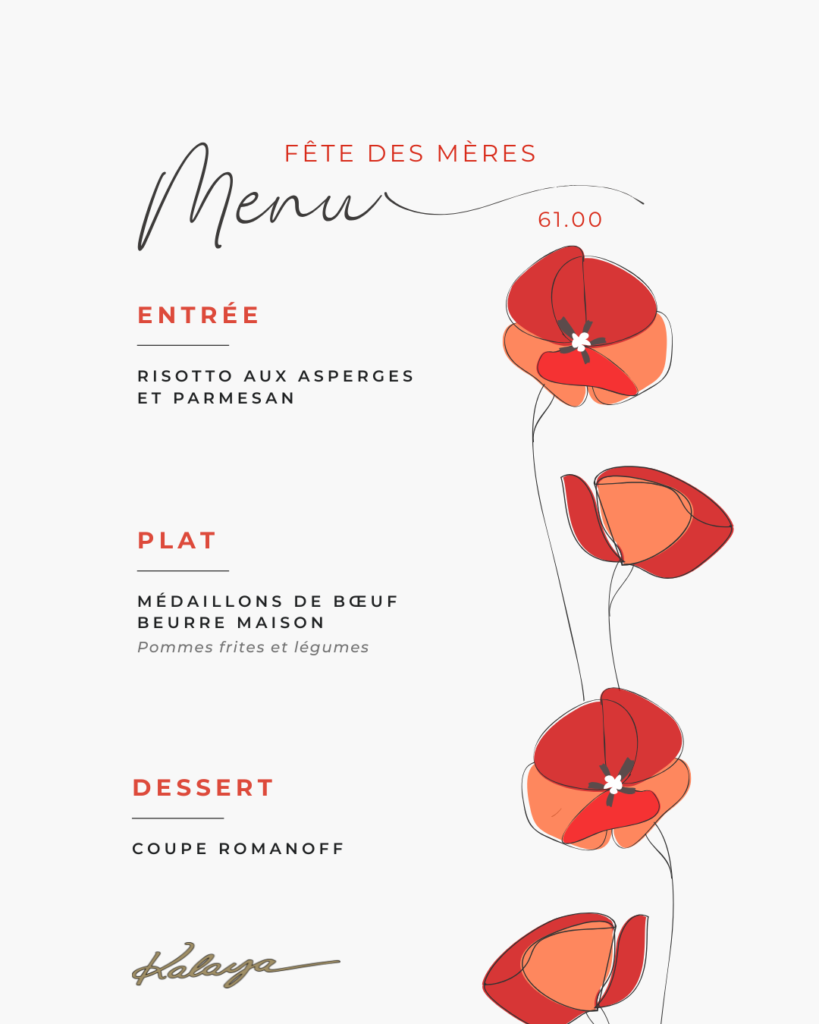 Fête des mères menu